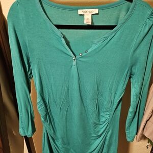 White House Black Market Turquoise Long Sleeve Top